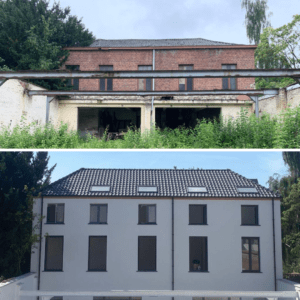 avant après rénovation façade et toiture belgique